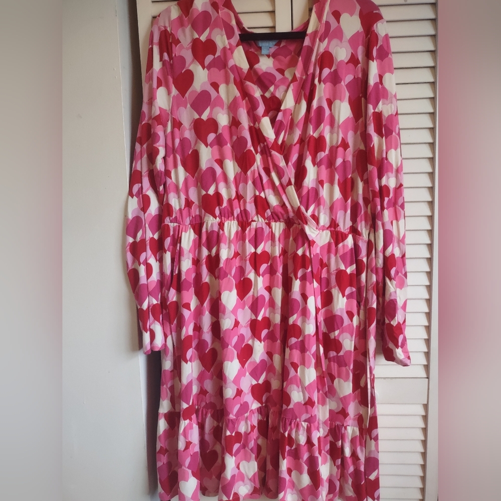 Draper James Red and Pink Heart Pattern Dress